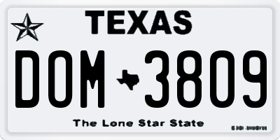 TX license plate DOM3809