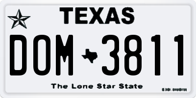 TX license plate DOM3811