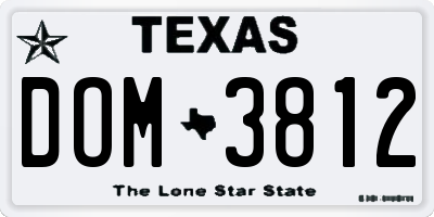 TX license plate DOM3812