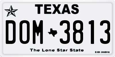 TX license plate DOM3813