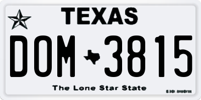 TX license plate DOM3815