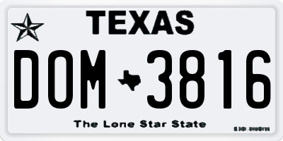 TX license plate DOM3816