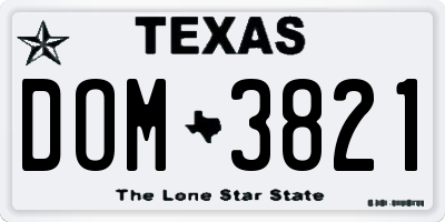 TX license plate DOM3821