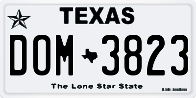 TX license plate DOM3823