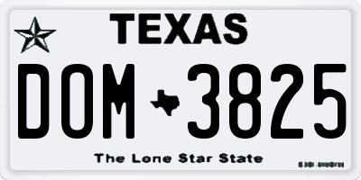 TX license plate DOM3825
