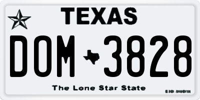 TX license plate DOM3828