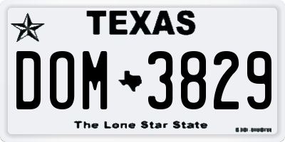 TX license plate DOM3829