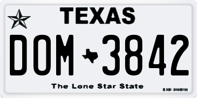 TX license plate DOM3842