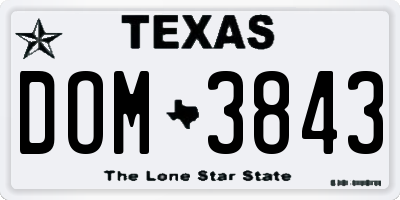 TX license plate DOM3843