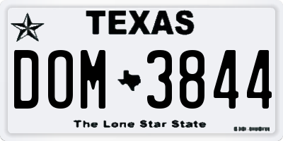 TX license plate DOM3844