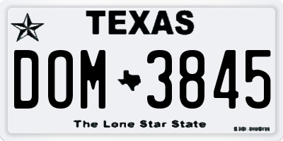 TX license plate DOM3845