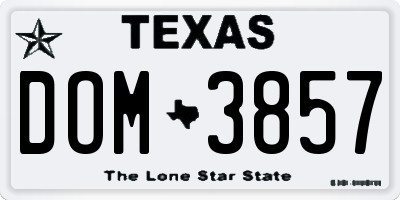TX license plate DOM3857