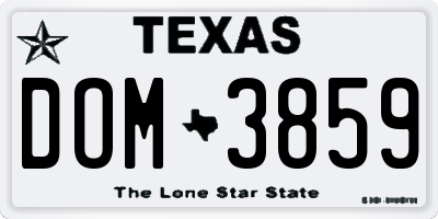 TX license plate DOM3859