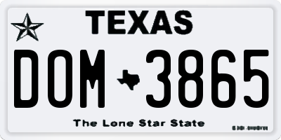 TX license plate DOM3865