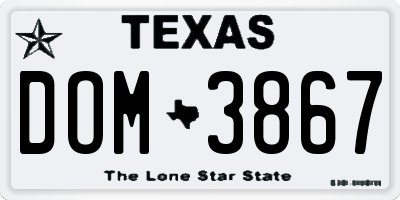 TX license plate DOM3867