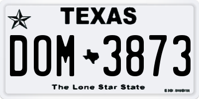 TX license plate DOM3873