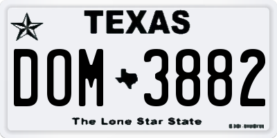 TX license plate DOM3882