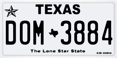 TX license plate DOM3884