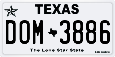 TX license plate DOM3886