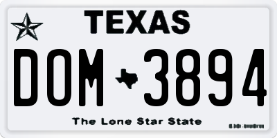 TX license plate DOM3894