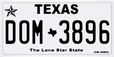 TX license plate DOM3896
