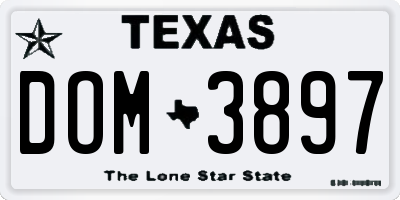 TX license plate DOM3897