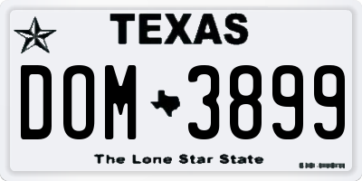 TX license plate DOM3899