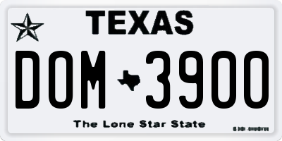TX license plate DOM3900