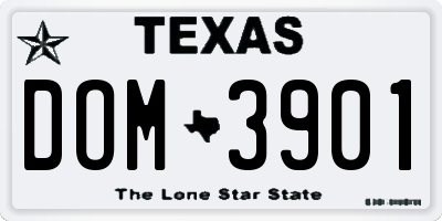 TX license plate DOM3901