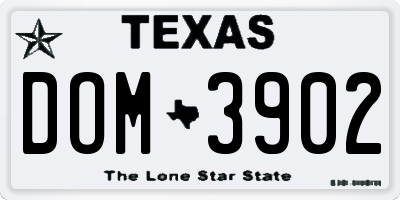 TX license plate DOM3902
