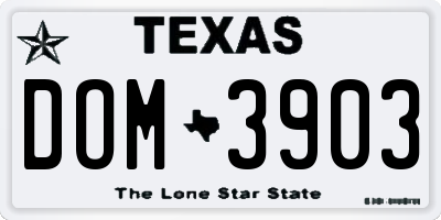 TX license plate DOM3903
