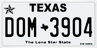 TX license plate DOM3904