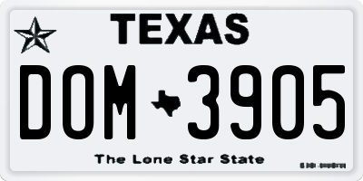 TX license plate DOM3905