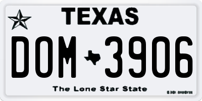TX license plate DOM3906