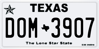 TX license plate DOM3907