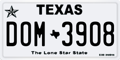 TX license plate DOM3908