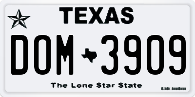 TX license plate DOM3909