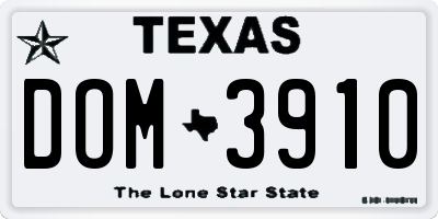 TX license plate DOM3910