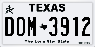 TX license plate DOM3912