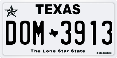 TX license plate DOM3913