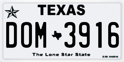 TX license plate DOM3916
