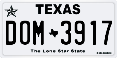 TX license plate DOM3917