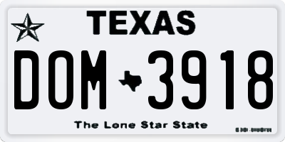 TX license plate DOM3918