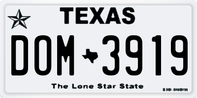 TX license plate DOM3919