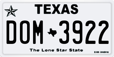 TX license plate DOM3922