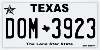 TX license plate DOM3923