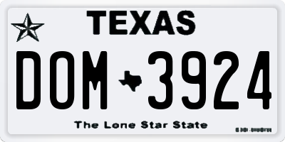 TX license plate DOM3924