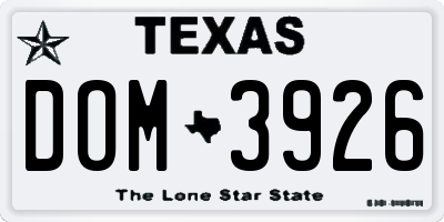 TX license plate DOM3926