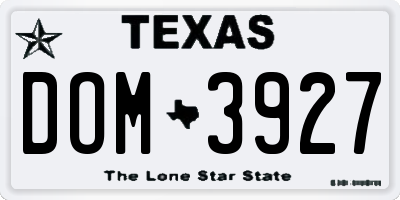 TX license plate DOM3927