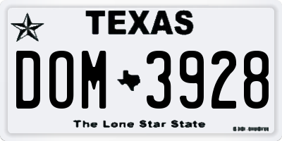 TX license plate DOM3928